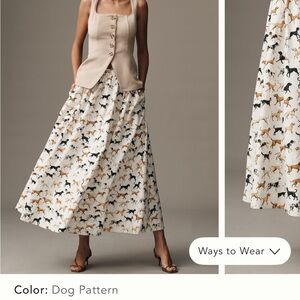 Maeve Dog Pattern Maxi Skirt